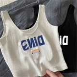 Осенний костюм, трикотажная белая короткая черная базовая майка топ, французский стиль