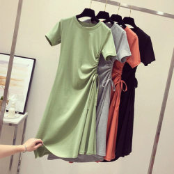 2024 new summer clothes, ins trendy dress, waist slimming, scheming design, foreign style, Korean style t-shirt, skirt, women's summer