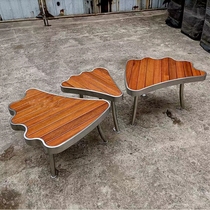 Stainless steel special-shaped chair outdoor park chair creative outdoor leisure stool square community rest chair manufacturer customization