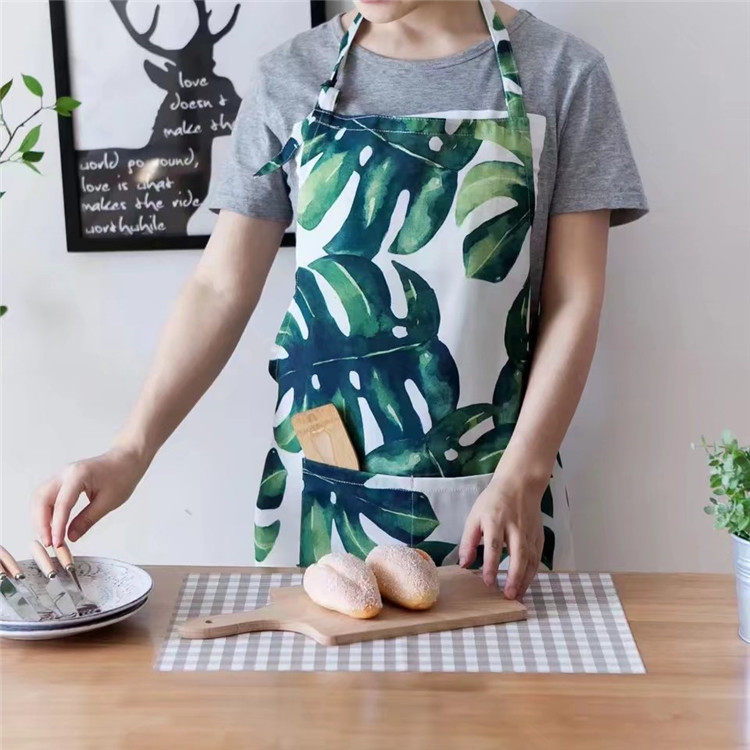 Waterproof Tortoise Back Bamboo Nordic Small Clear New Green Plant Foliage Waistline Family Workwear Clean Oil Stain Half Body Apron Meal