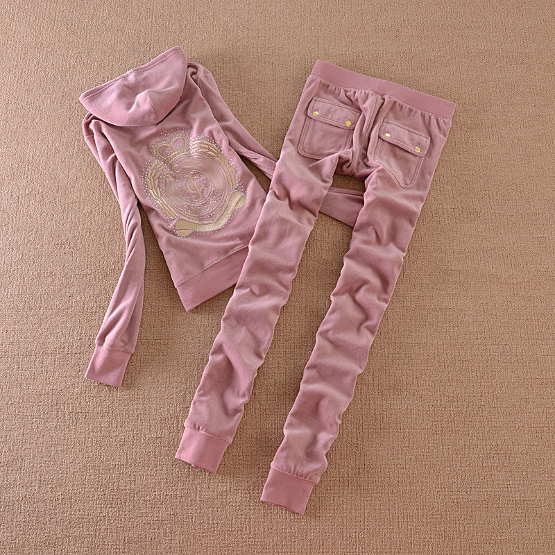 2022 autumn velvet sports suit women gold velvet casual suit with P pocket small feet pants large size sportswear