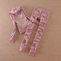 2022 Fall Days Goose Down Sports Suit Women Gold Velvet Casual Suit With P Pocket Small Leggings Big Code Sportswear