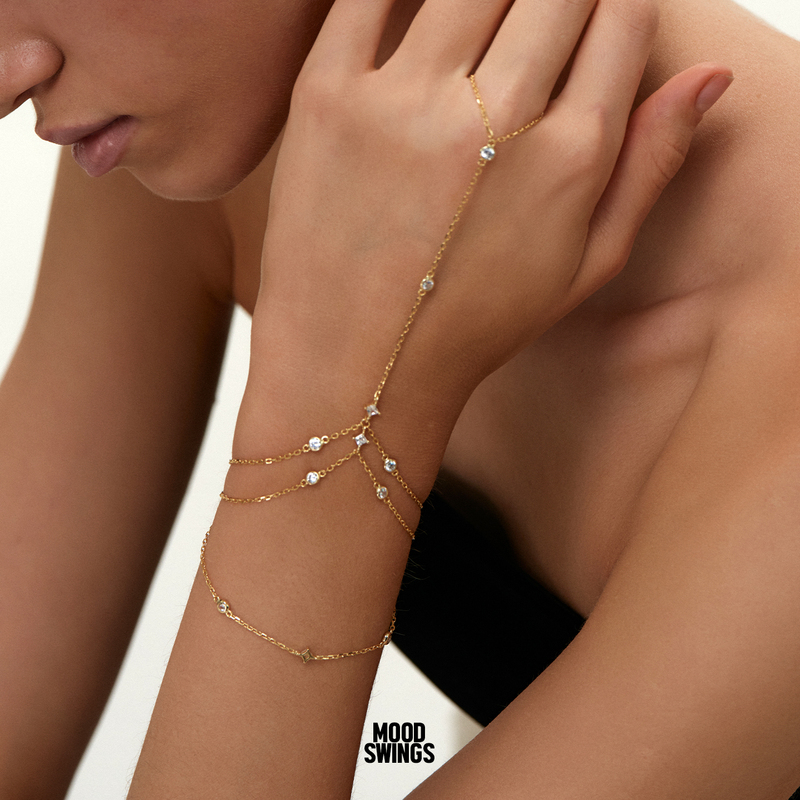 Ms Emotional Fluctuations 925 Silver Gold Rhinestone Finger Chain Bracelet Body Chain for Women European and American Sexy Multi-Layer Chain Ms Emotional Fluctuations 925 Silver Gold Rhinestone Finger Chain Bracelet Body Chain for Women European and American Sexy Multi-Layer Chain