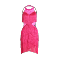 WJJdance Latin dance dress female 2024 new halterneck backless multi-layered tassel performance competition dress floral dress