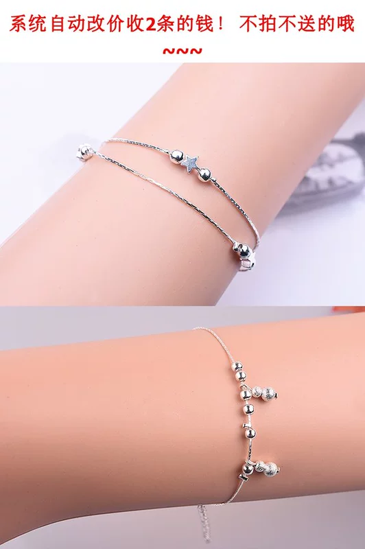 Vòng tay bạc 925 sterling nữ phiên bản Nhật Bản và Hàn Quốc của vòng tay hạt đơn giản trang sức ngọt vòng tay nữ