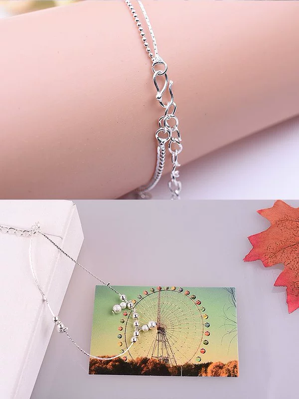 Vòng tay bạc 925 sterling nữ phiên bản Nhật Bản và Hàn Quốc của vòng tay hạt đơn giản trang sức ngọt vòng tay nữ