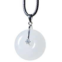 Xinjiang Hetian Jade safety buckle sheep fat jade original design pure silver buckle pendant necklace pendant male and female couples ward off evil spirits