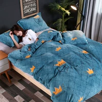 Flannel quilt cover mùa đông dày ấm đôi cộng với nhung tóc đơn nhung nhung một mặt chăn điện