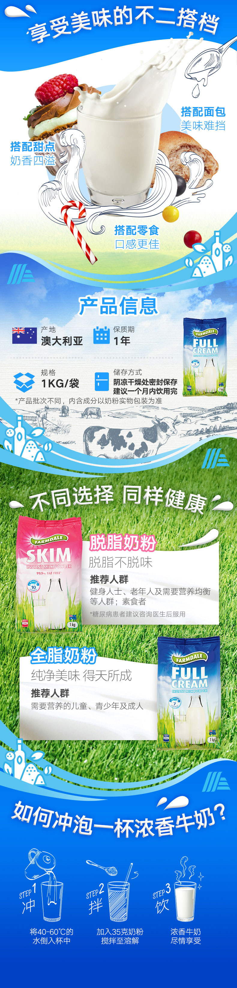 澳洲进口 ALDI 全脂高钙成人奶粉 1000g*3袋 图6