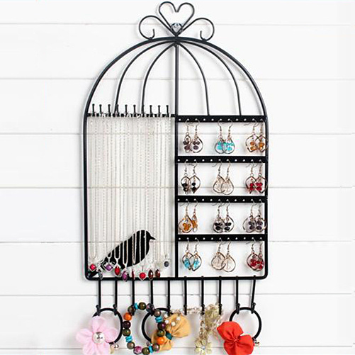 Dustproof birdcage jewelry display rack Jewelry wall hanging small earrings Korean version of the hand necklace packing rack Wall hanging