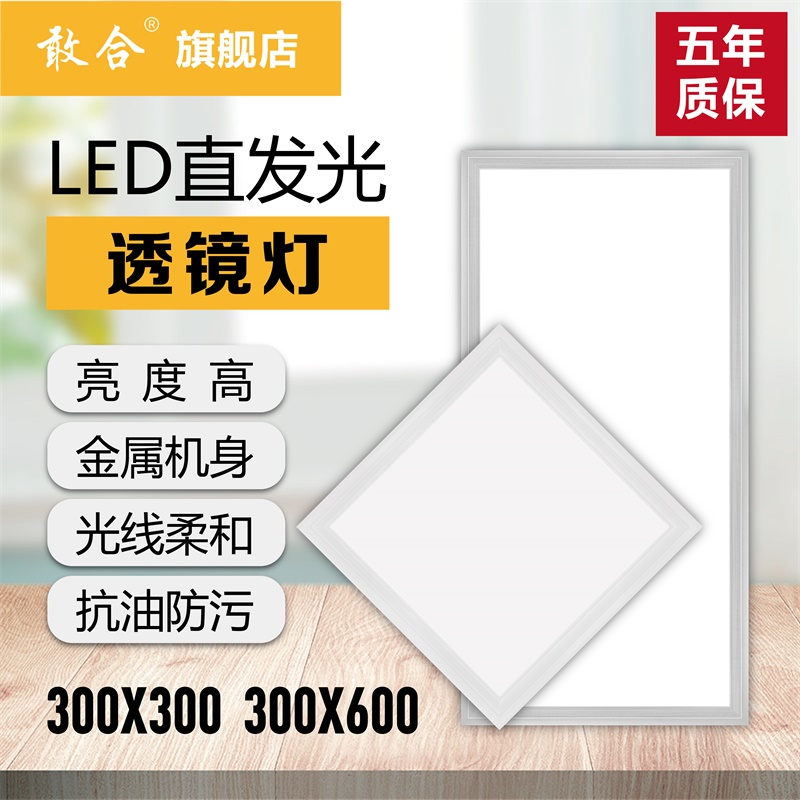 Integrated ceiling LED light Kitchen Makeup Room Lamp Aluminum Buckle plate Embedded 30x30x60x300x600 flat lamp
