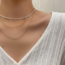 INNOSENSE2mm high-gloss natural pearl necklace Japan and South Korea simple elegant choker temperament neck chain female