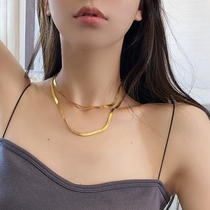 Golden snake bone chain Japanese and Korean metal necklace female choker ins cold European and American wind light luxury niche senior sense