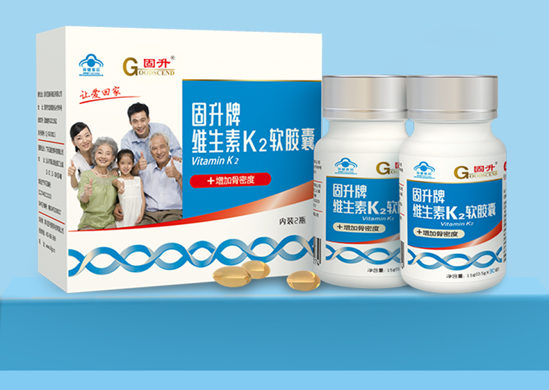 Gusheng nhãn hiệu vitamin K2 viên canxi trung niên eo và đau chân loãng xương gãy xương dinh dưỡng và sản phẩm sức khỏe 30 viên 2 chai - Thực phẩm sức khỏe viên tảo uống