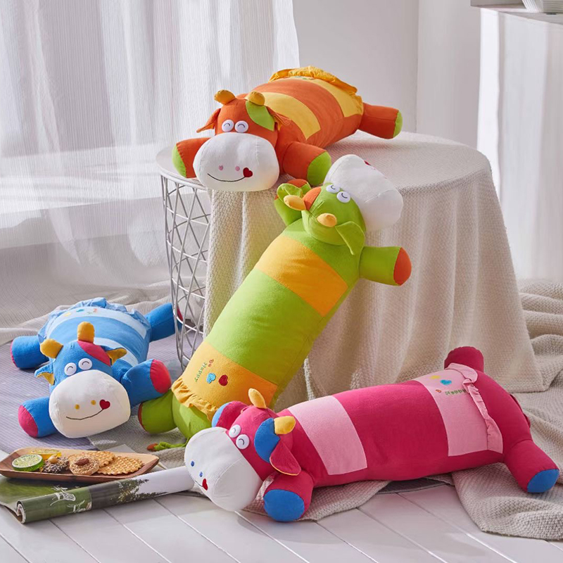 Korea imported children's pillow cow pure cotton crepe three-dimensional shape pillow toy multifunctional pillow can be removed and washed