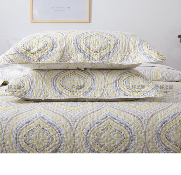 Ba mảnh thời trang Quilt vàng giường bông bao gồm in ấn tờ màu bông sợi bông của đôi phủ - Trải giường drap giường