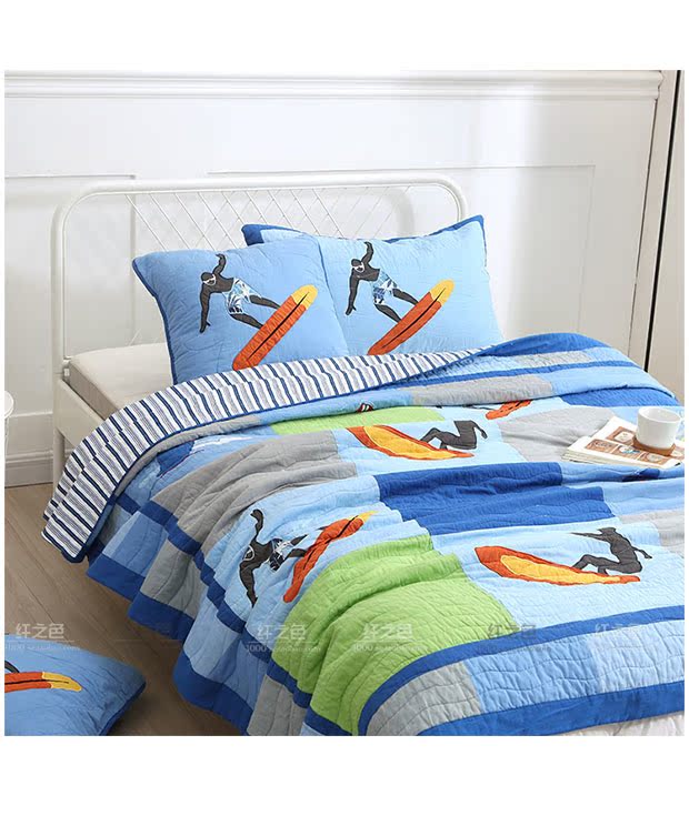 Cotton appliqué quilted trẻ em bé trai trải giường mềm quilt 1,2 m quilted tấm trải giường hai bộ thảm trải giường mùa hè