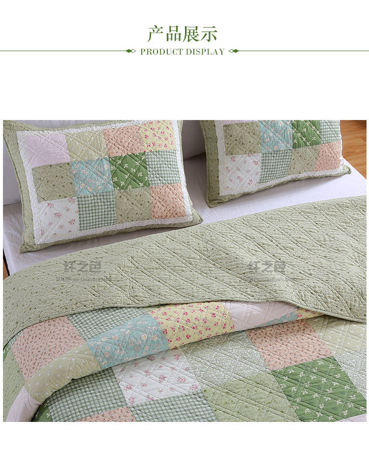 Sợi màu Hàn Quốc mục vụ quilting bởi giường đơn bao gồm ba bộ điều hòa không khí quilt mùa hè bông màu xanh lá cây bốn mảnh