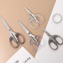 (2 pieces) Scissors students hand-made paper-cuts portable office supplies stainless steel art pointed round head safety large medium and small scissors household kitchen multifunctional scissors