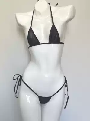 European and American classic lace-up sexy bikini set bra big size T pants women's thin mesh fine belt mini underwear