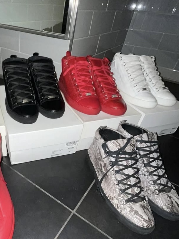 Opium Playboicarti Same Style Paris Arena Sneaker Patent Leather Wrinkled Leather High-Top Sneakers