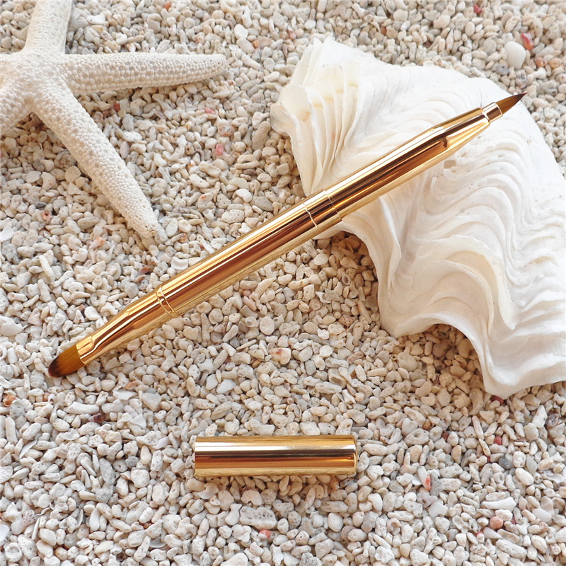 ten thousand brushed double head telescopic lip brush with flawless brush portable mouth red brushed lip gloss lip glazed brush with lid make-up brush