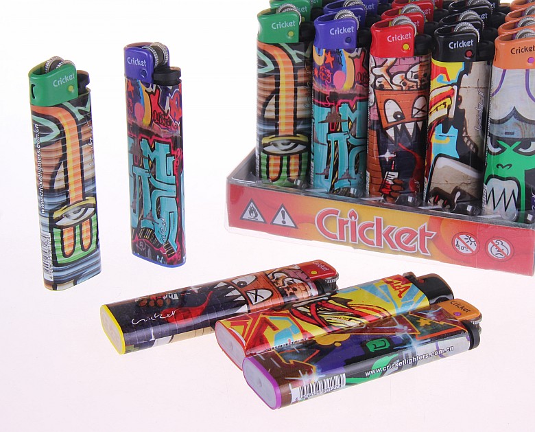 Nhập khẩu dế châu chấu nhẹ hơn chống cháy nổ cá tính sáng tạo graffiti dùng một lần mua bật lửa cối tàu