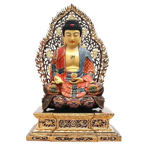 宏图好运 Медная позолоченная бронзовая окрашенная ваджра амитабха Будда украшения Бронзовая статуя закреплена в украшениях на дому