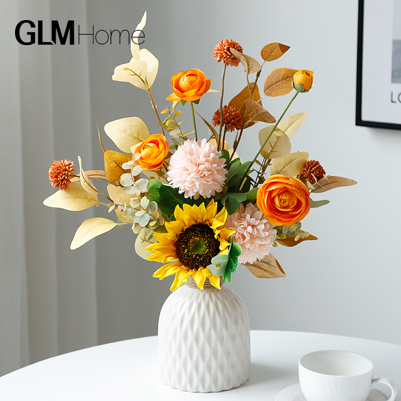 2021 new high-grade simulation flower fake flower decoration living room table flower arrangement decoration floral ornaments