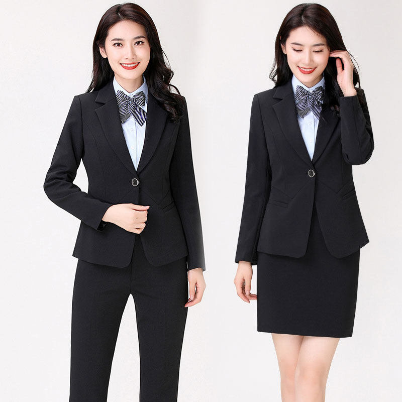 2021 autumn new black suit suit women's professional casual loose British style wool suit two-piece trend