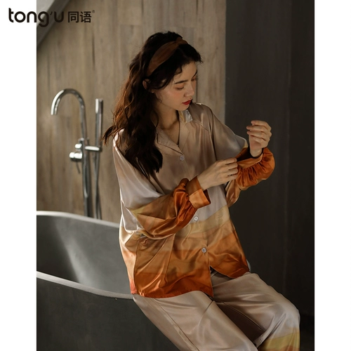 同语 Шелковая осенняя пижама, демисезонный тонкий лонгслив, шелковый комплект, «Холодное сердце»