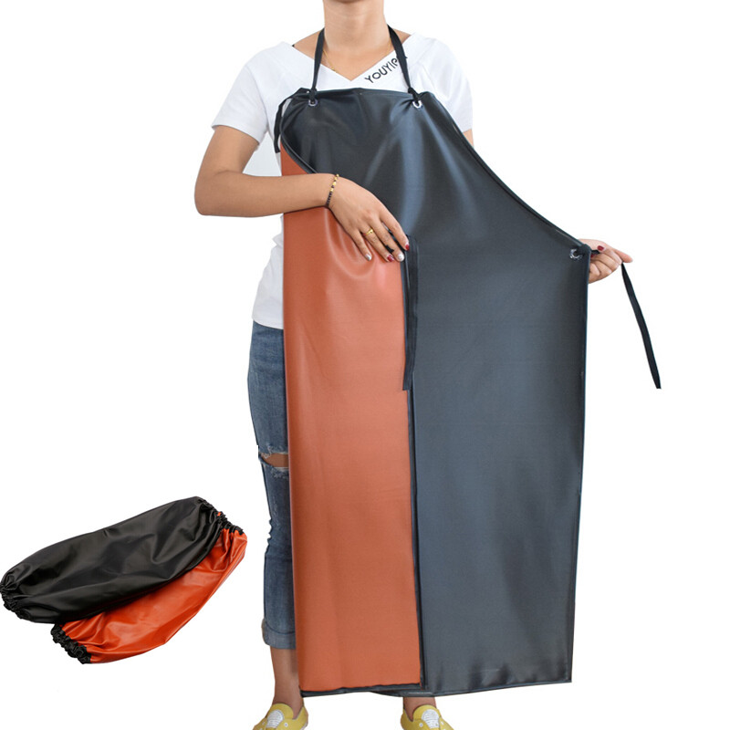 Waterproof oil and thickness cafeteria kitchen acid and alkali proof growing large aquaculture household skin apron work clothes
