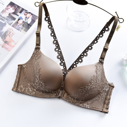 无钢圈性感内衣套装女聚拢小胸前扣文胸美背上托防下垂厚薄款胸罩-tmall.com天猫