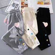 2023 New girl Han Edition middle school student love Waffg Gray sports relaxed beam footwear pants