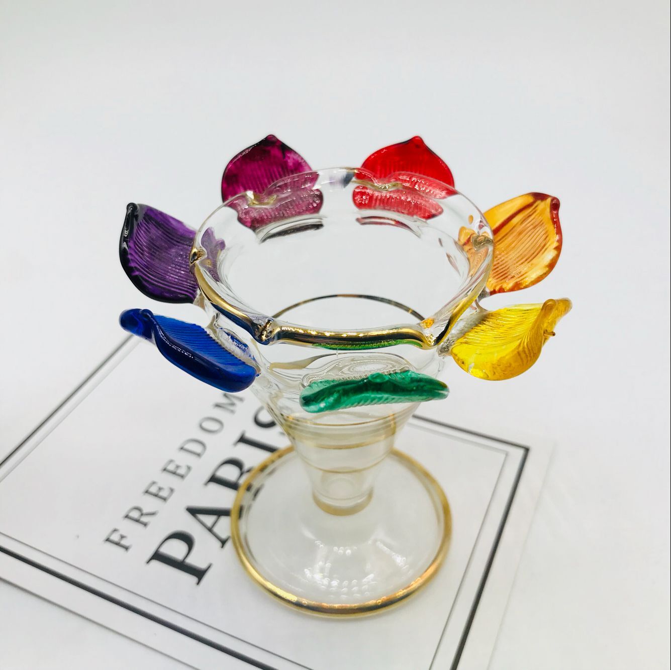 Egyptian handmade glass lotus candlestick flavor bottle ornament home soft exotic candle lampstand