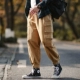 Quần yếm nam hàng hiệu buộc chân phiên bản Hàn Quốc của xu hướng đẹp trai hoang dã mùa xuân in quần Harlan giản dị 9 điểm - Quần mỏng