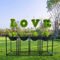 Real estate stainless steel sculpture creative outdoor flower pot display rack model room garden ornaments