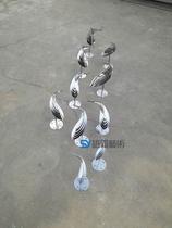 Outdoor landscape grass lawn garden ornaments courtyard jewelry stainless steel creative abstract waterscape small fish sculpture