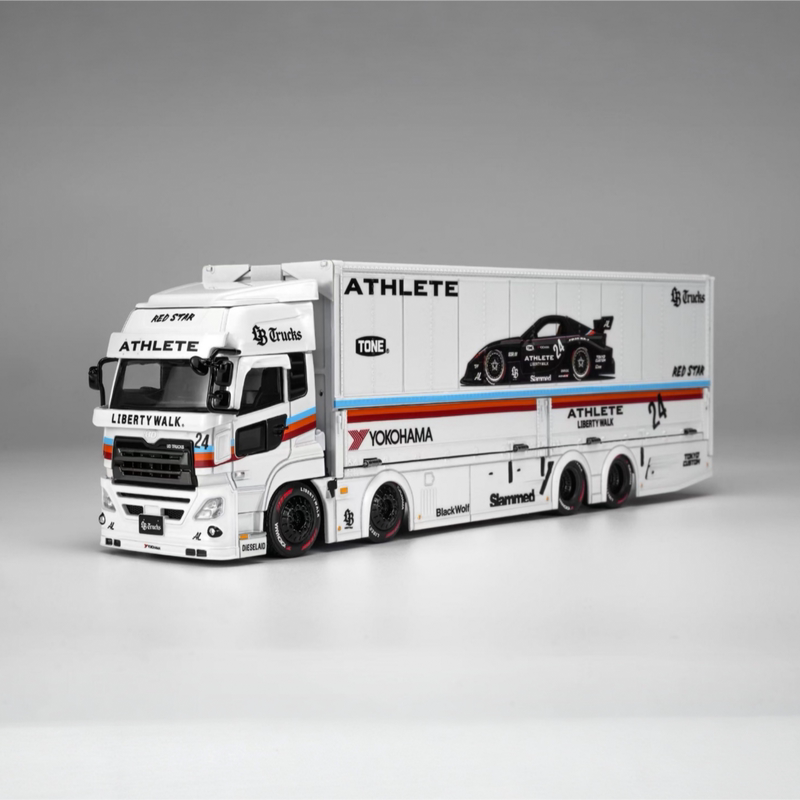 Mh 1/64 lb Trucks Ud Quon Cargo White Rainbow Painted Container Alloy Car Model Mh 1/64 lb Trucks Ud Quon Cargo White Rainbow Painted Container Alloy Car Model
