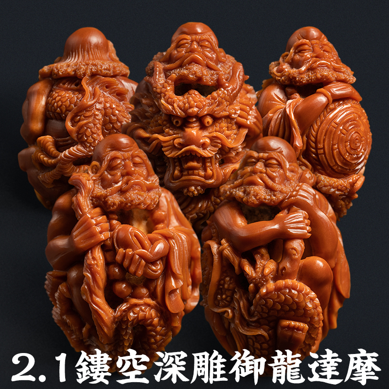 【Imperial Engraving】Imperial Dragon Bodhidharma Crystal Core Bracelet, Handcrafted Olive Stone Carving from Zhoushan, Suzhou Craftsmanship, Intangible Cultural Heritage