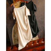 Original 358 Limited Double 12 day special price 228 Body Irregular Dress Pendulum Imitation Acetate Silk satin pendant with skirt MF423