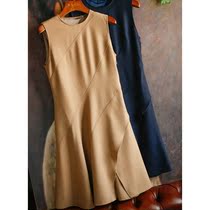 Original 980 Limited Double 12 day special price 738 A words open fork lotus leaf swing fish tail sleeveless wool one-piece dress MF522
