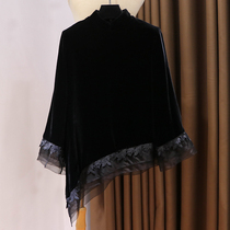  Spot language-free fashion sense Silk velvet three-dimensional flower embroidery lace irregular top