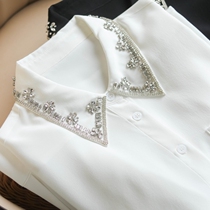 Original 368 Limited Double 12 day special price 268 Nail Beads Inlaid Drilling Small Turnover Mulberry real silk Long sleeves shirt ME708