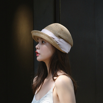 Spring and summer new 2023 grass bell cap irregularly folded design side butterfly bow elegant hat fishermans cap