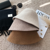 New light board wool fishermans hat woolen basin hat Japanese foldable earth color warm wool basin hat children