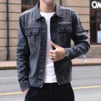 Denim coat Mens Tide Brand Loose Top 2021 Spring and Autumn Fashion Korean Style Embroidery Black Mens Jacket
