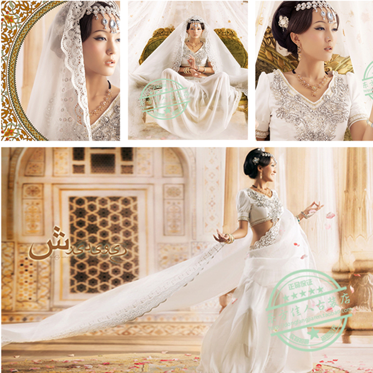 New Studio Exotic Style Bride White Wedding Dress Photography White Aesthetic Indian Saree Outfit Shili Deyu