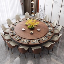 New Chinese Hotel Electric Dining Table Large Round Table Rock Plate Marble Turntable 20 People Villa Clubhouse With Hot Pot Table