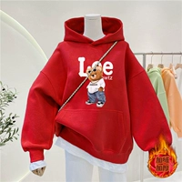 Красный, флисовый, с медвежатами